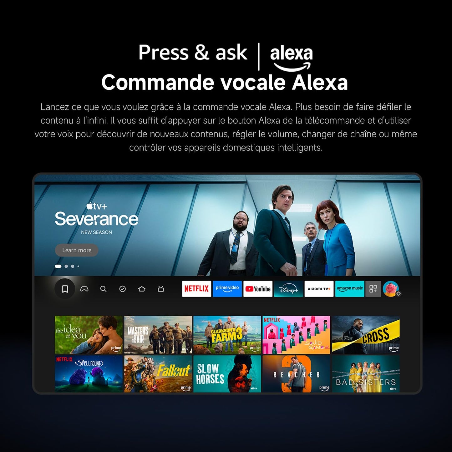 XIAOMI TV F 65, 165 cm (65 Pouces), 4K UHD, Smart TV, Fire TV, Contrôle Vocal Alexa, HDR10, MEMC, Mode Game Boost 120Hz, 2Go+32Go, Compatible avec AirPlay