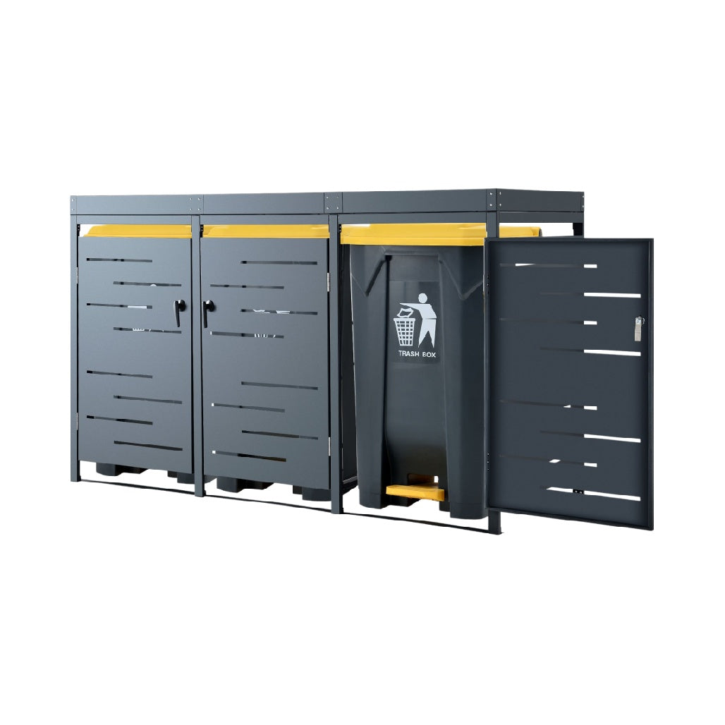 Batterie de tri pour espaces extérieurs en acier galvanisé - 150 x 100 x 120