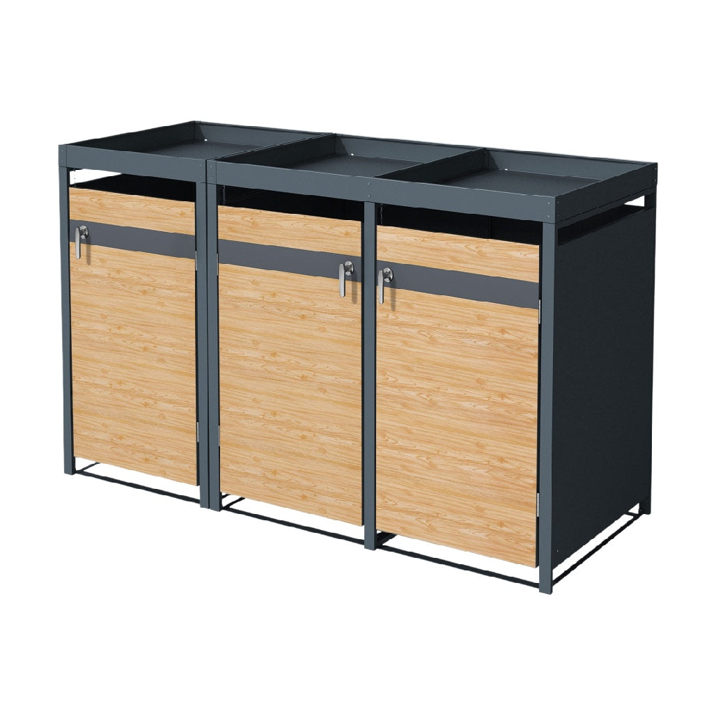 Meuble de rangement pour extérieur en métal et bois - 90 x 40 x 80