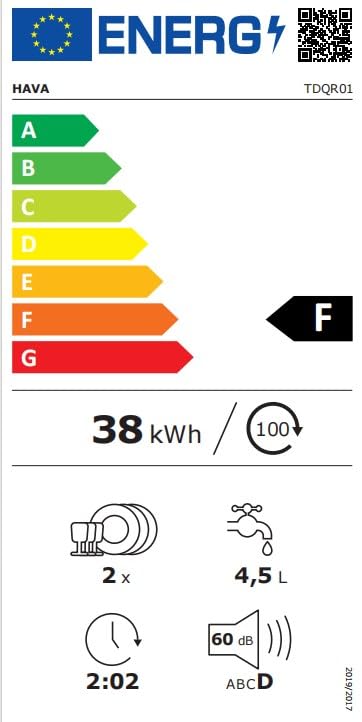 HAVA mini lave vaisselle, 6 programmes portables avec réservoir d'eau intégré de 5 L, aucun branchement nécessaire, fonction de soin de bébé et de séchage à l'air pour appartements et camping-cars