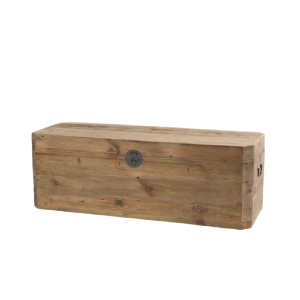 Coffre de rangement en bois recyclé pour intérieur ou extérieur - 120 x 40 x 40