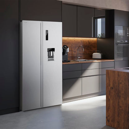 Cecotec Réfrigérateur Américain de 559 Litres Bolero CoolMarket SBS 562 Inox D. 177 cm de Hauteur et 90 cm de Largeur, Classe D, Système Multi Air Flow, No Frost Total, Moteur Inverter Plus