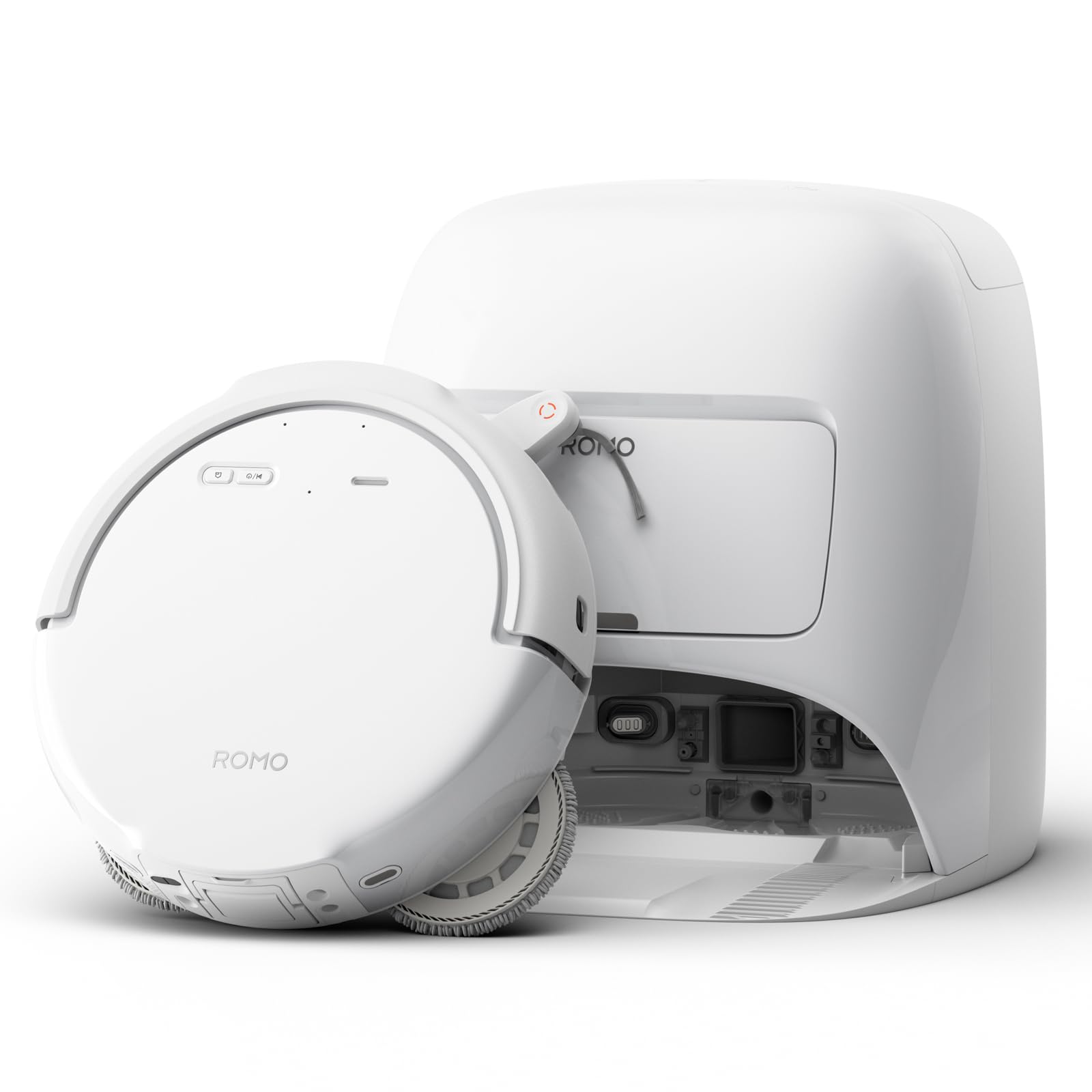 DJI ROMO S Robot Aspirateur Laveur, Aspirateur Robot de 25 000 Pa, détection de Niveau Drone, Deux Bras robotiques, 200 Jours sans Maintenance, Lavage et séchage Auto des tampons de serpillière