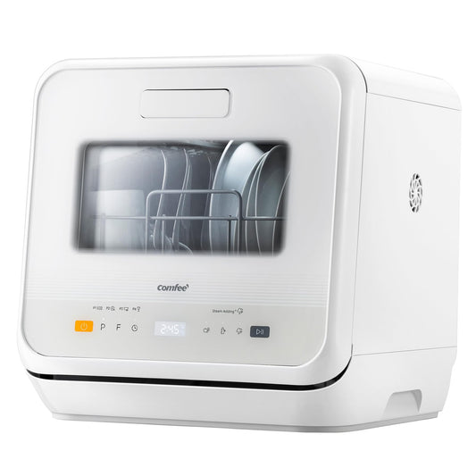 COMFEE' Lave-vaisselle de comptoir, mini lave-vaisselle de table avec 6 programmes, lavage à la vapeur,Soins pour bébé et lavage des fruits, sans plom