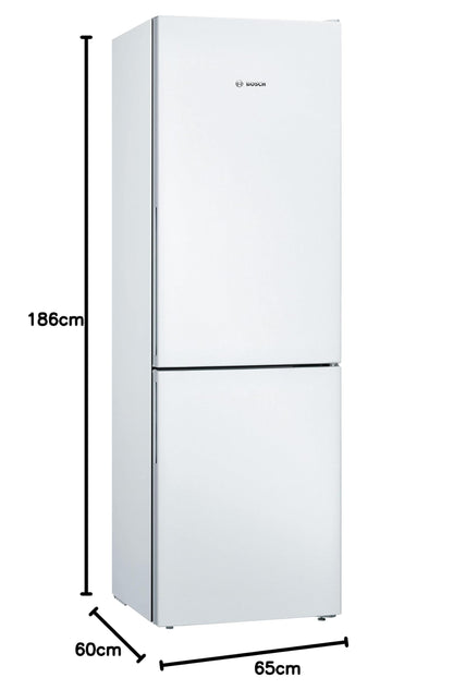 Bosch KGV36VWEAS Série 4, Réfrigérateur combiné pose-libre - 308 L - H 186 X L 60 cm - Blanc