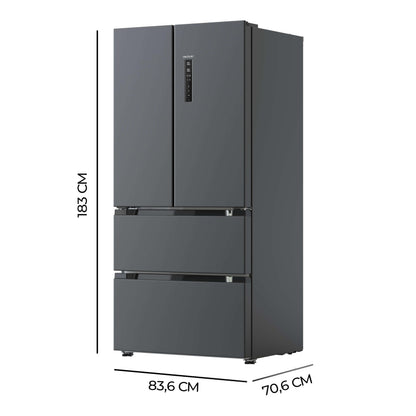 Cecotec Refrigerator French Door Dark 510 L Bolero CoolMarket FD 510 Dark E. 183 cm High, 84 cm Wide, Motor Inverter Plus, Fast Cooling and Fast Freezing, MultiAirFlow, Total NoFrost