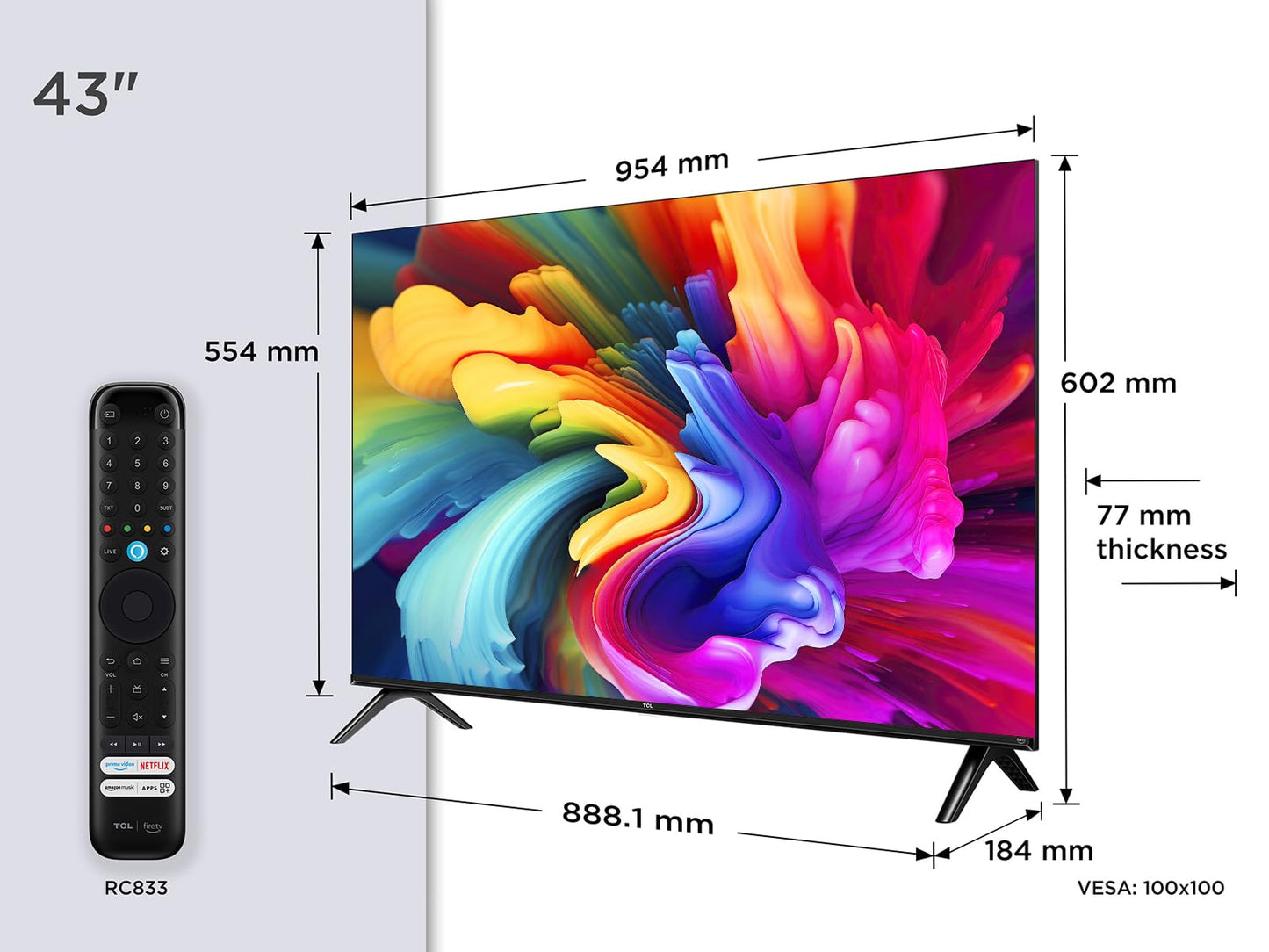 TCL 43 Pouces Full HD Smart QLED Direct LED SF560 avec Fire TV et vocale Alexa