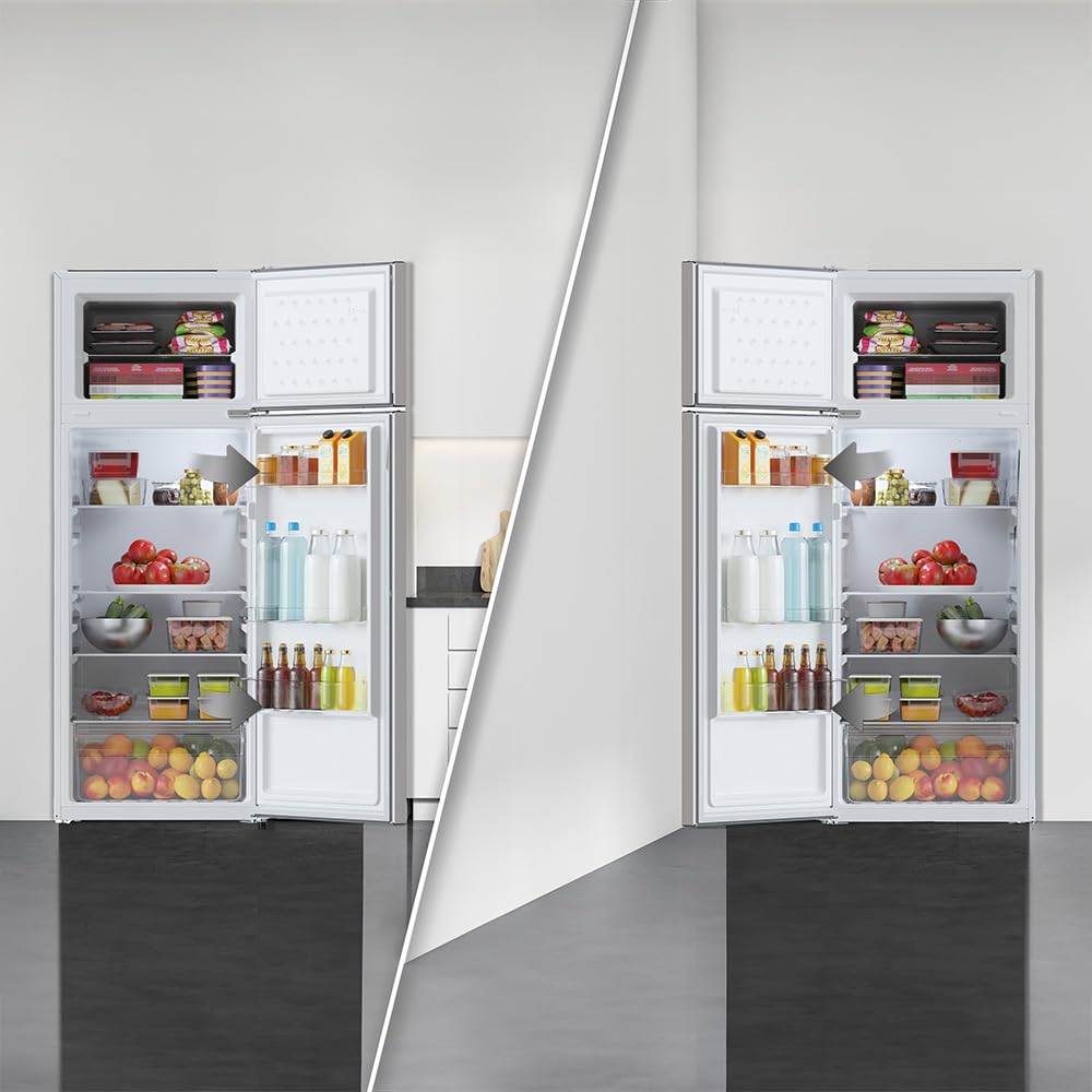 Cecotec Réfrigérateur de deux portes Bolero CoolMarket 2D 211 White E. Réfrigérateur blanc, 143 cm de haut, 211 L, Dégivrage, classe E, mode Congélation Rapide.