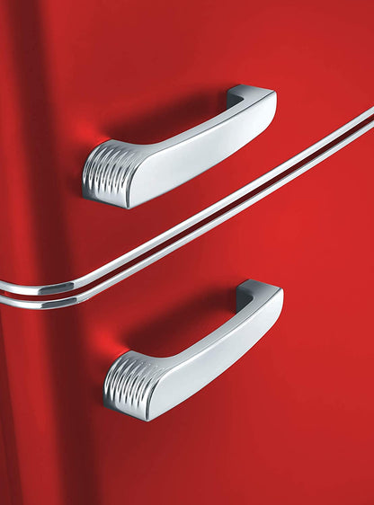 SEVERIN Réfrigérateur Congélateur 2 portes, Pose libre, Largeur 55 cm, 206L, Classe E, Veggibox incluse, Rétro, Rouge, RKG 8930