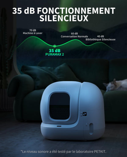 PETKIT Pura Max 2 Litiere Chat Autonettoyante, Bac à Litière Autonettoyante Amélioré, Anti-fuites/Anti-pincement/xSecure/Contrôle APP/pour Plusieurs Chats(Pas de Déodorant en Spray ou en Tampon)