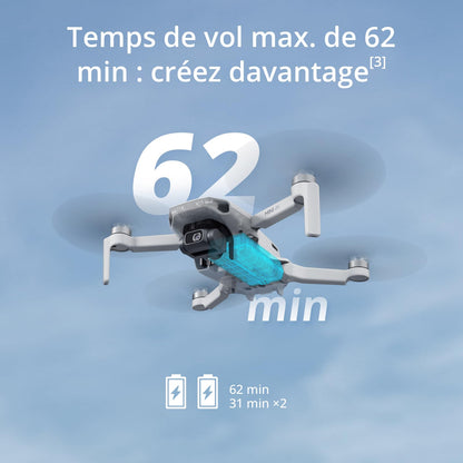 Bundle Drones Caméra Mini 4K, Drone Caméra 4K UHD pour Adultes, < 249 g, Stabilisation de la Nacelle à 3 Axes, Transmission Vidéo sur 10 km, Deux Batteries pour un Temps de Vol max. de 62 min
