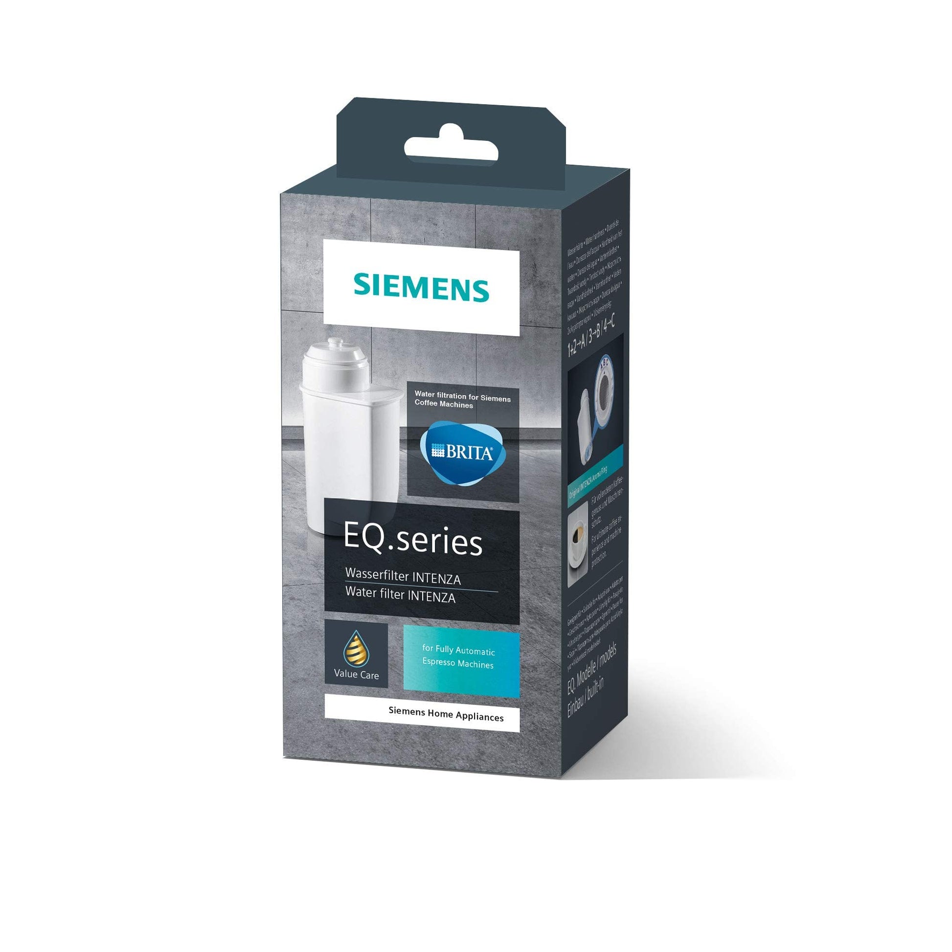 Siemens Set, machine à café tout automatique, EQ6 plus s500, aromaDouble Shot, système autoMilk Clean, gris/noir TE655203RW + BRITA Intenza filtre à eau TZ70003
