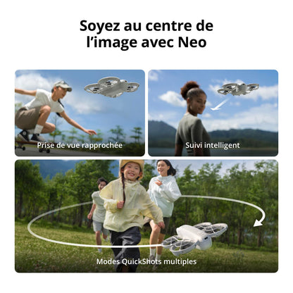 Bundle Trois Batteries DJI Neo, Mini Drone avec Caméra 4K UHD pour Adultes, Drone Suiveur qui Vole Seul de 135 g, Décollage du Creux de la Main, Suivi de Sujet, QuickShots, (sans Contrôleur)