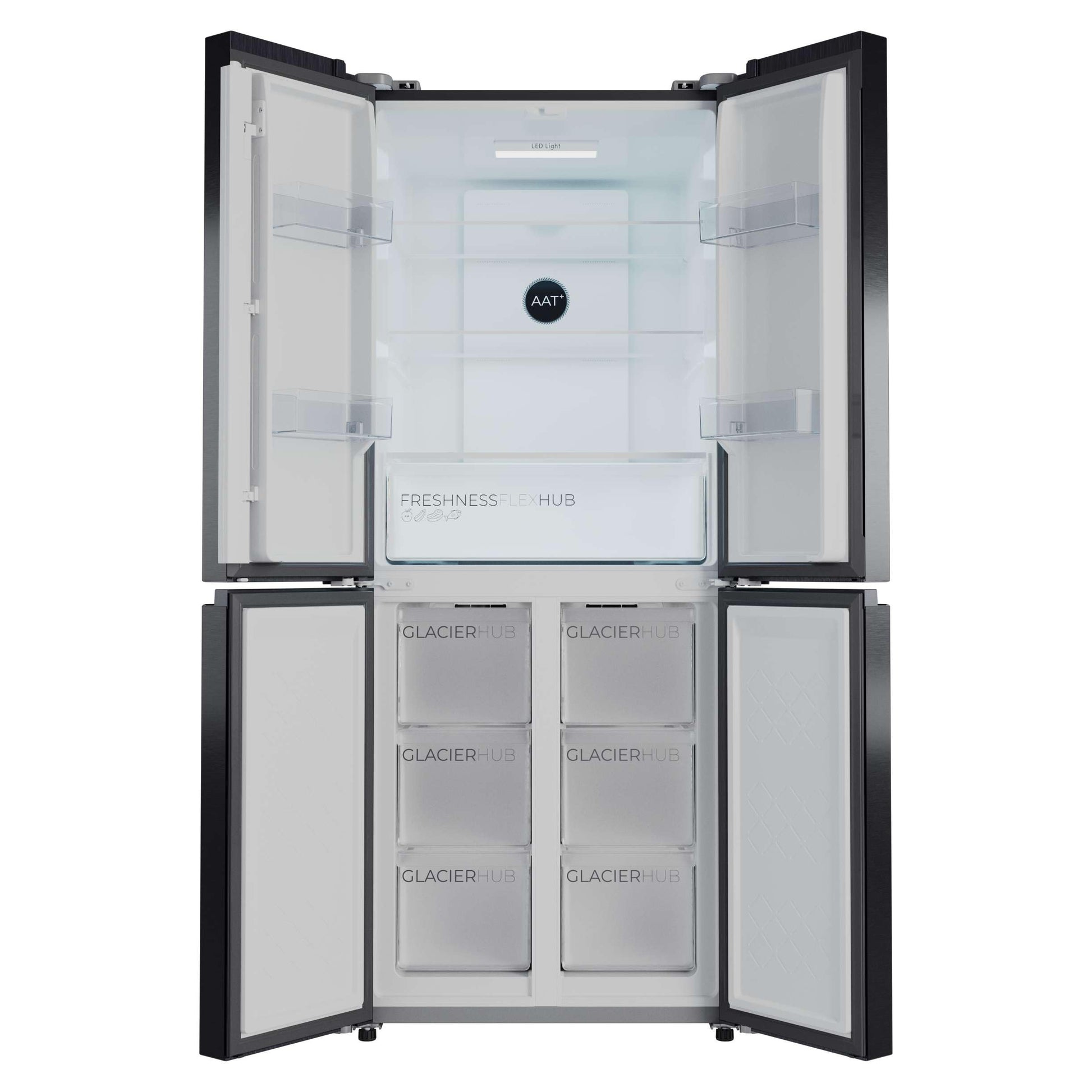 Cecotec Réfrigérateur 4 Portes Total No Frost Bolero CoolMarket 4D 394 Dark E, 394 Litres, Hauteur 170 cm et 70 cm Largeur, Tiroir Température Variable, Compresseur Inverter, ATT Antibactérien