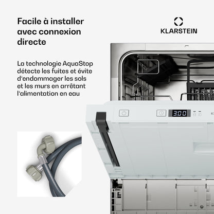 Klarstein Lave Vaisselle Encastrable - Compact 45 cm, 6 Couverts, Programme UV Hygiène, AquaStop Sécurité, Classe Énergie D, Silencieux 47 dB, Commande Intuitive