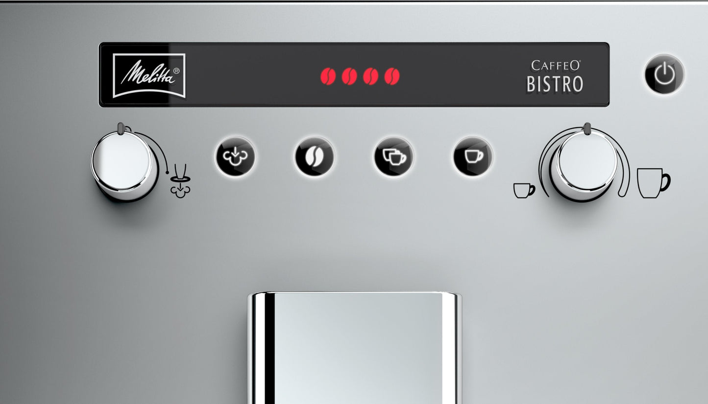 Melitta E 960-107 Caffeo Bistro- Machine Automatique à Café Expresso- Cappuccino- Argent- 15 bars