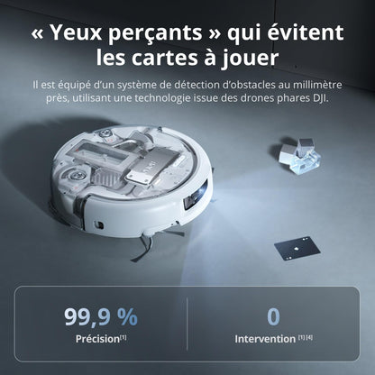DJI ROMO P Robot Aspirateur Laveur au Design Transparent, Aspirateur Robot de 25 000 Pa, détection de Niveau Drone, 200 Jours sans Maintenance, Solutions de Nettoyage Personnalisables