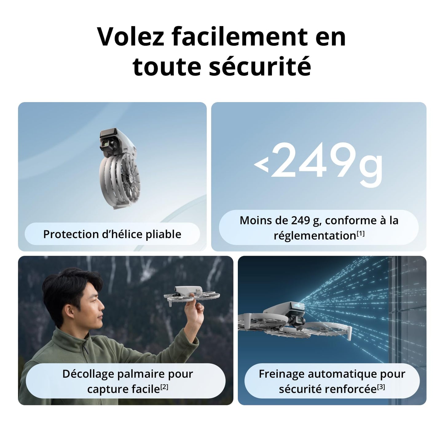 DJI Flip, Drone Caméra 4K UHD pour adultes, < 249 g, Stabilisation de la Nacelle à 3 axes, Transmission vidéo sur 13 km, Décollage palmaire, Retour automatique, Temps de vol de 31 min, Vol intelligent
