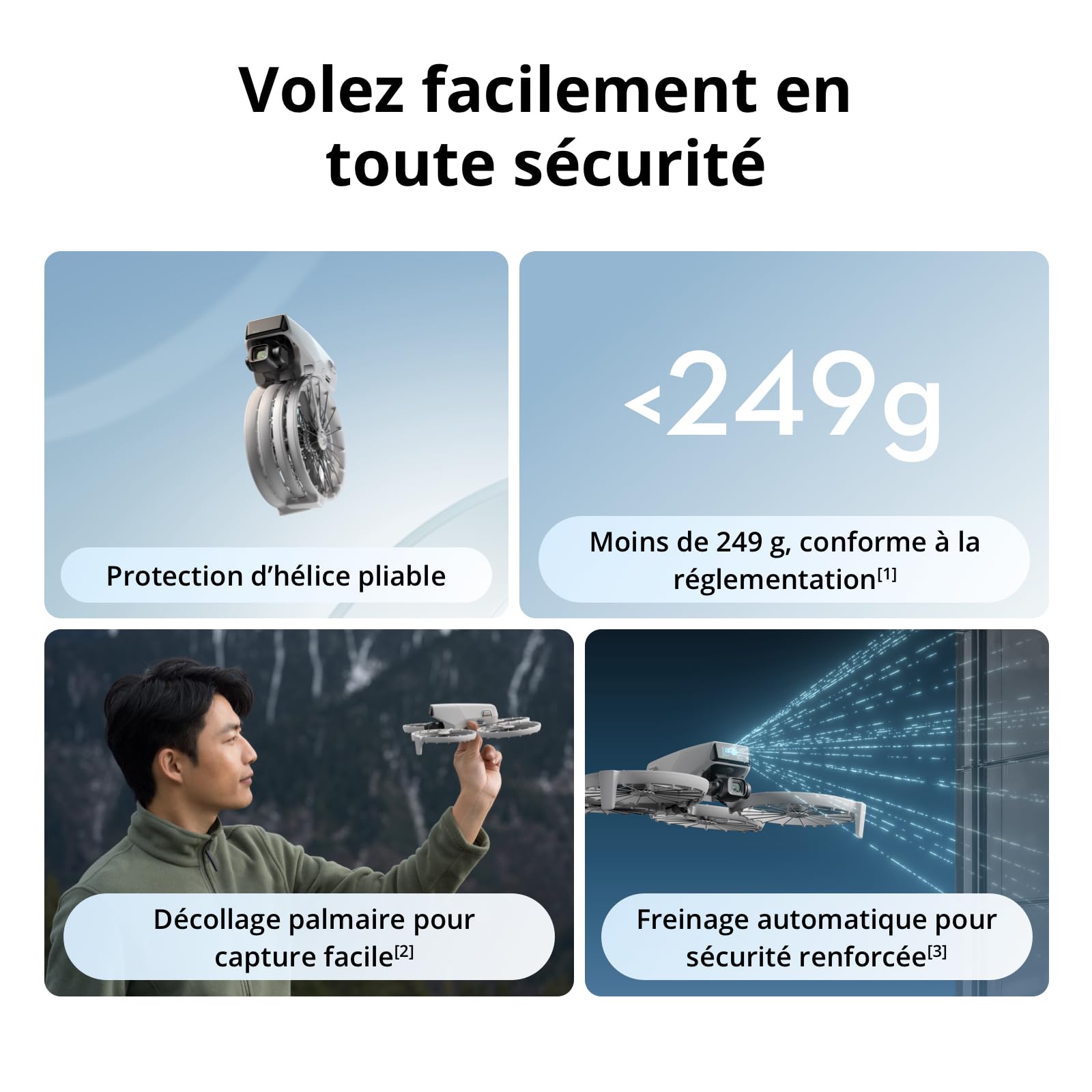 DJI Flip, Drone Caméra 4K UHD pour adultes, < 249 g, Stabilisation de la Nacelle à 3 axes, Transmission vidéo sur 13 km, Décollage palmaire, Retour automatique, Temps de vol de 31 min, Vol intelligent