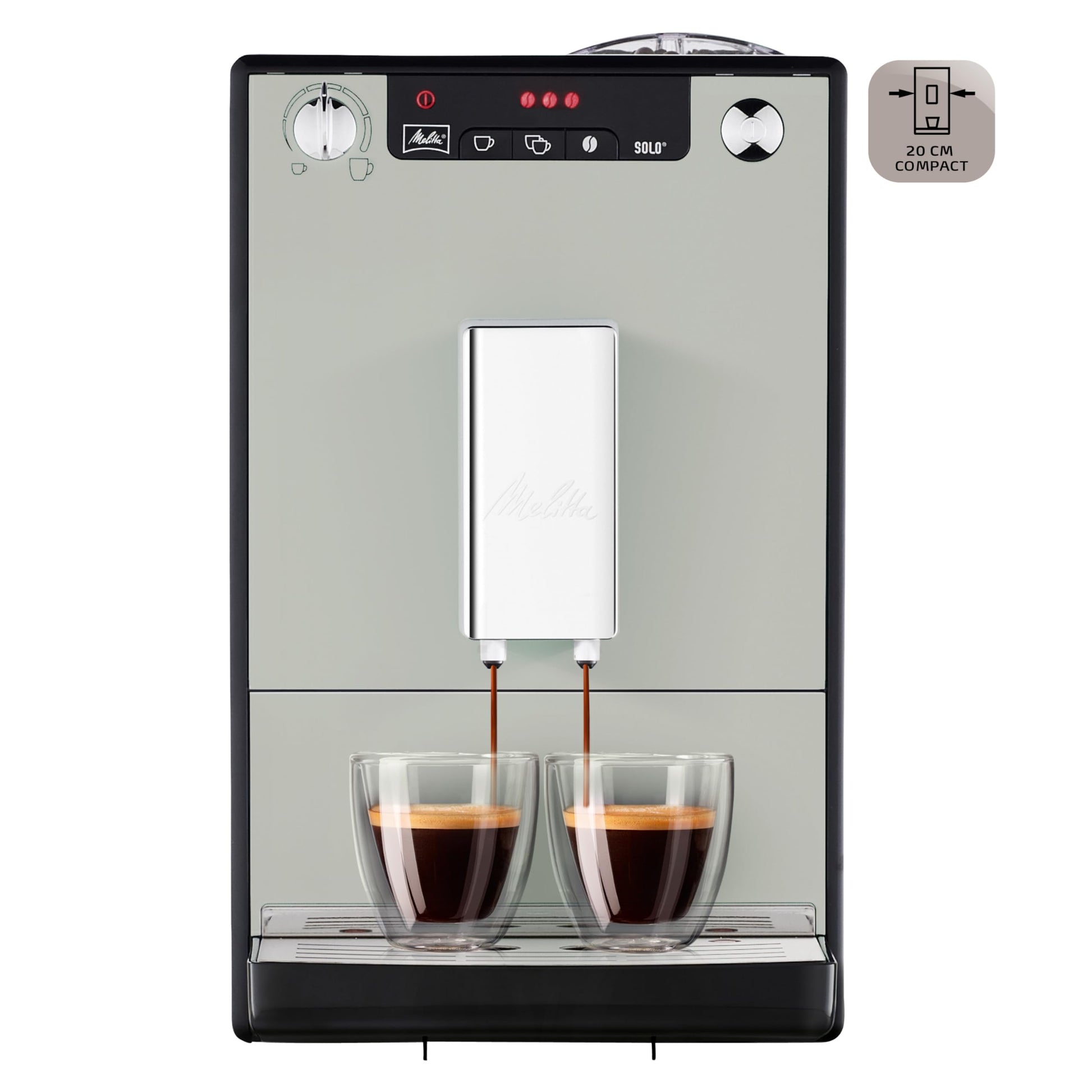 Melitta Solo Sandy Grey, Machine à Café à Grains avec Broyeur et Système d'Extraction des Arômes, Affichage LED, Mode 1 à 2 Tasses, Expresso, Automatique, E950-777, 1400W
