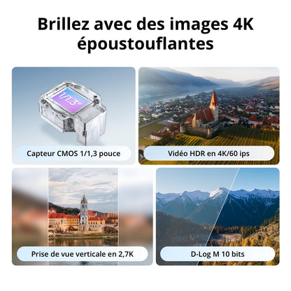 DJI Flip, Drone Caméra 4K UHD pour adultes, < 249 g, Stabilisation de la Nacelle à 3 axes, Transmission vidéo sur 13 km, Décollage palmaire, Retour automatique, Temps de vol de 31 min, Vol intelligent