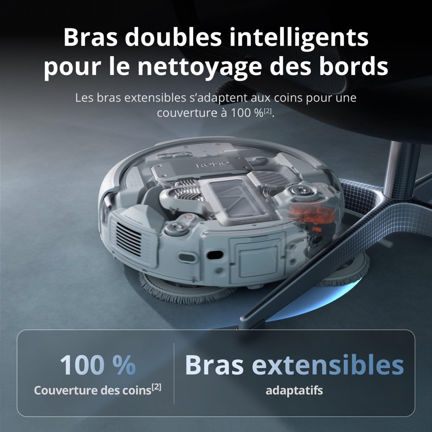 DJI ROMO P Robot Aspirateur Laveur au Design Transparent, Aspirateur Robot de 25 000 Pa, détection de Niveau Drone, 200 Jours sans Maintenance, Solutions de Nettoyage Personnalisables