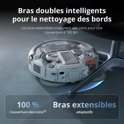 DJI ROMO P Robot Aspirateur Laveur au Design Transparent, Aspirateur Robot de 25 000 Pa, détection de Niveau Drone, 200 Jours sans Maintenance, Solutions de Nettoyage Personnalisables