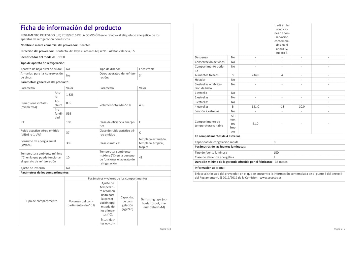 Cecotec Réfrigérateur américain Bolero CoolMarket SBS 436 SBI Inox E. Réfrigérateur américain inox, 436L, Total No Frost, Inverter Plus, MultiAirFlow, refroidissement rapide, congélation rapide.