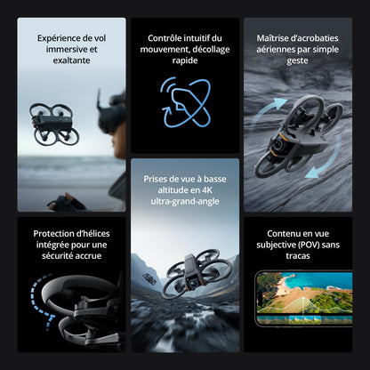 Bundle Fly Smart DJI Avata 2 (trois batteries), drone FPV avec caméra 4K, expérience immersive, protection d’hélice intégrée, FOV de 155°, drone caméra avec Goggles N3 et RC Motion 3