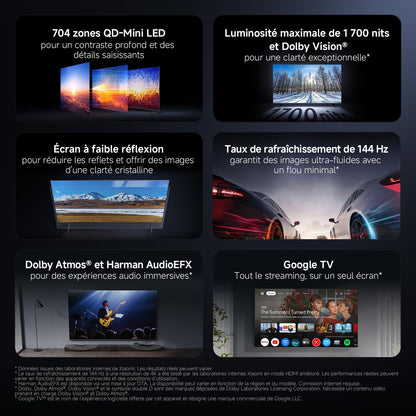 XIAOMI TV S Pro Mini LED 75, Smart TV, Dolby Vision, Dolby Atmos, QLED 4K, 144Hz, Google TV, HDR10+, Triple Tuner, DVB T2, MEMC, DTS-X, Harman AudioEFX, Prime Video, Google Assistant, AirPlay2