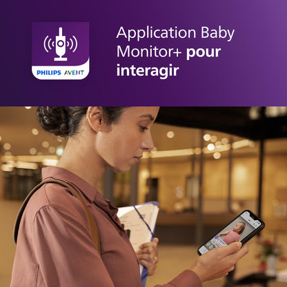 AVENT Philips Babyphone vidéo connecté HD, Moniteur Le Plus avancé à ce Jour, Suivi IA du Sommeil et de la Respiration, Application, Affichage Jour et Nuit Ultra-Clair, SCD973/26