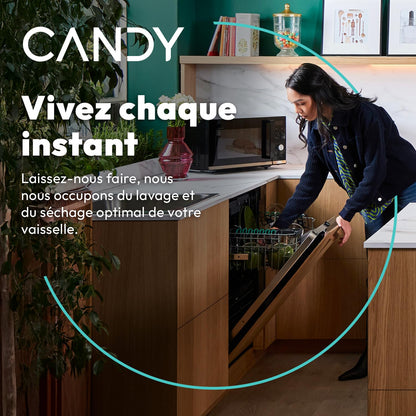 CANDY - Lave-Vaisselle - Pose Libre - 14 Couverts - Classe Énergétique C - Maxi Cuve, Wash & Dry 35 min, Ouverture Automatique, Contrôle à Distance - Inox - 60 x 82 cm - Modèle CF 4C6F0X