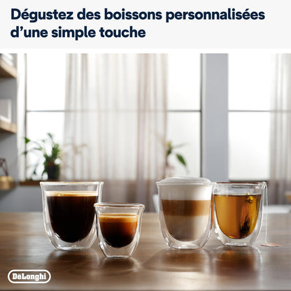 De'Longhi Magnifica Evo ECAM292.52.GB, Machine Automatique à Café en Grains, Broyeur Intégré, Panneau de Commande à Icônes Blanc et Noir, Technologie LatteCrema Hot, 1450W, Noire