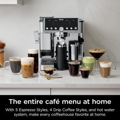 Ninja Luxe Café Pro Series, Espresso Machine, Drip Coffee, Cold Brew, Hot Water, Integrated Tamper, Built-in Grinder, Hands-Free Frother for Cappuccin
