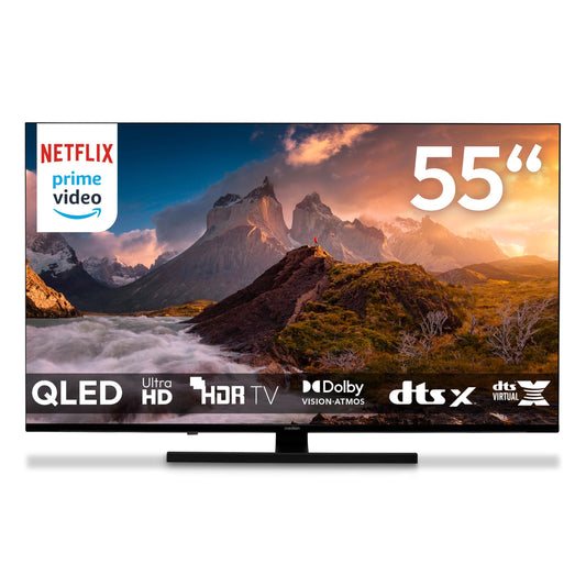 MEDION TV 55 Pouces (138,8 cm) QLED Television (Smart TV, 4K, Dolby Vision HDR, Prime Video, Disney+, Dolby Atmos, DTS X, Compatible avec Google TV, P