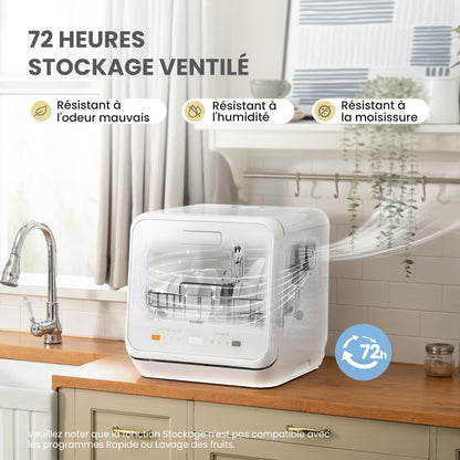 COMFEE' Lave-vaisselle de comptoir, mini lave-vaisselle de table avec 6 programmes, lavage à la vapeur,Soins pour bébé et lavage des fruits, sans plom